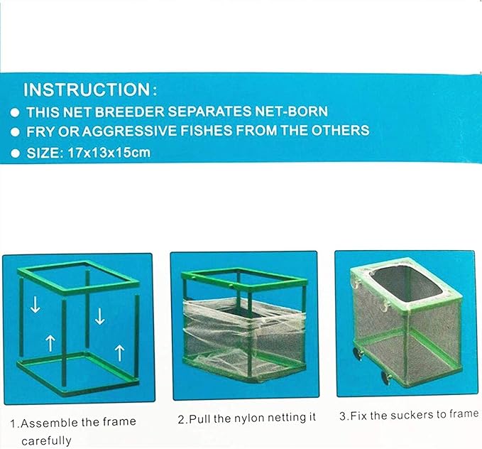 COMOK Fish Hatchery Breeder Box Aquarium Separation Net Nylon Incubator Mesh Fish Breeding Tanks Isolation Box Green Square