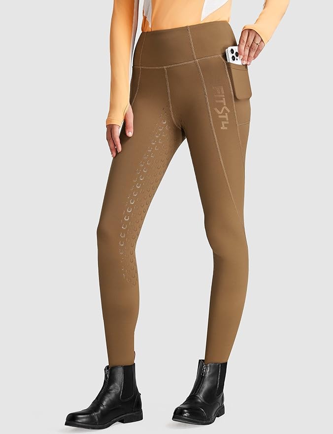 FitsT4 Sports Women's Winter Riding Breeches Fleece Lined Horse Riding Pants Tights Full Seat Silicone Equestrian Breeches
