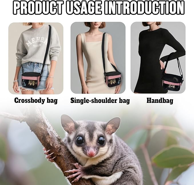 Small Pet Carrier Bag - Single - Shoulder Outdoor Carrier for Hamsters, Sugar Gliders & Flying Squirrels Portable Small Pet Travel Bag (Green)