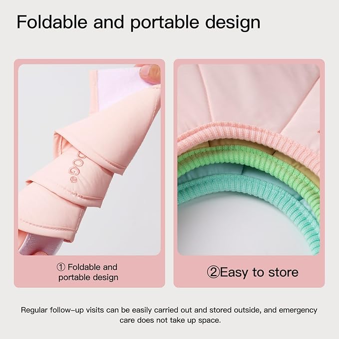 Touchdog Foldable Dog Cone Collar for Cats & Dogs - Adjustable Soft Recovery Collar with Waterproof PU Coating, Lightweight Design, 24.5cm/9.6in Wide Barrier (Pink, XL)