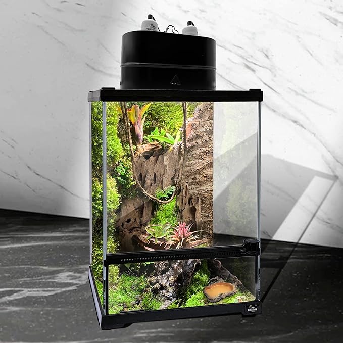 Dual Reptile Light Fixture Deep Dome,Max 150W,UV Lamp Fixture Dual Lamp Cap for Reptiles Terrarium with Two Independent Switches Heat Lighting Lamp Kit.