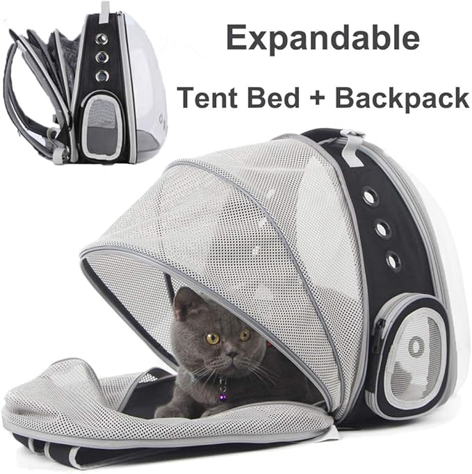 halinfer Cat Bubble Backpack with Fan, Fit up to 12 lbs, Space Capsule Astronaut Clear Window Pet Travel Carrier Backpack for Cat and Small Puppy