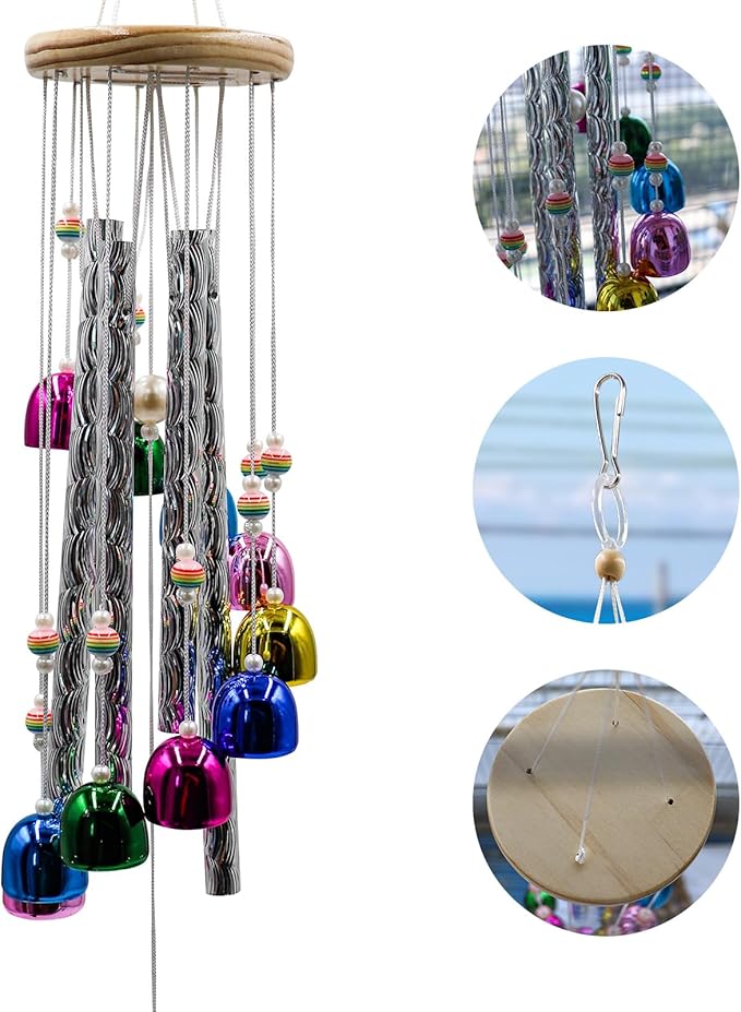 Parakeet Toys with Colorful Bells and Shining Sticks, Bird Cage Accessories Wind Chimes for Chewing, Chew Toys for African Grey, Budgies, Cockatiels, Lovebirds, Conures, Quakers, Small to Medium Birds