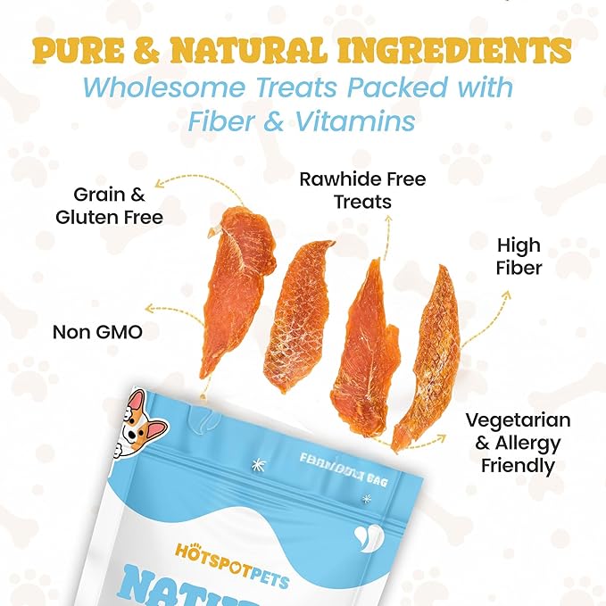 hotspot pets Dehydrated Chicken Breast Tenders- USA Chicken Breast -1lb Reasealable Bag, All-Natural, Made in USA - High Protein, Low Fat, Raw Dehydrated Chicken Breast Fillets Dog Treats