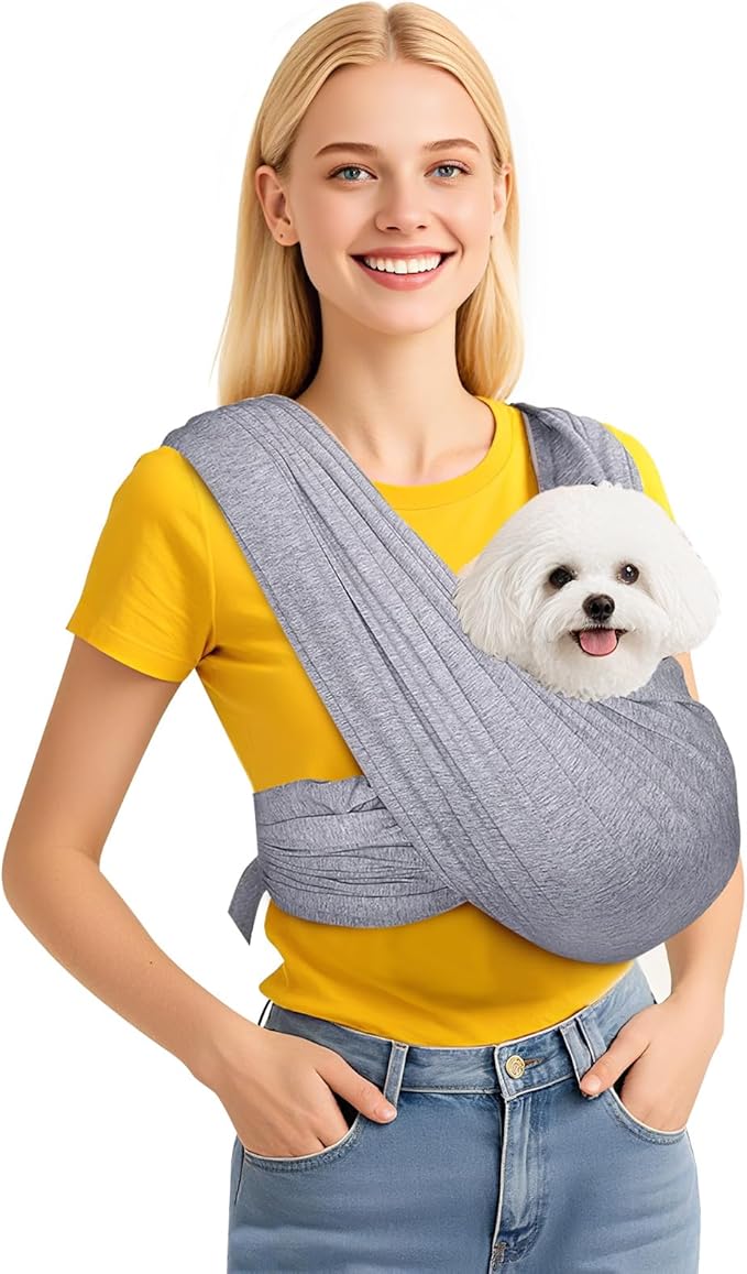 Dog Carrier Sling, Pet Carry Slings Front Pack, Adjustable Dog Carriers for Small Dogs, Portable Pet Carrier for Dogs, Dog Backpack Carrier (Grey)