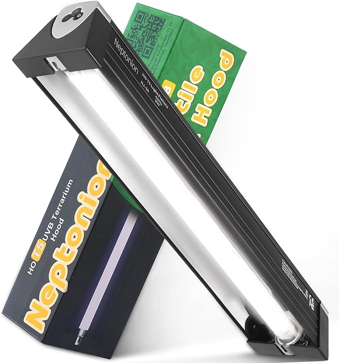 T5 Reptile UVB Light 22.7 Inches Fixture with UVB 10.0 Bulb High Output Hood for Terrariums, Basking Reptiles, Lizards, Chameleons, Iguanas, Bearded Dragons, 14W