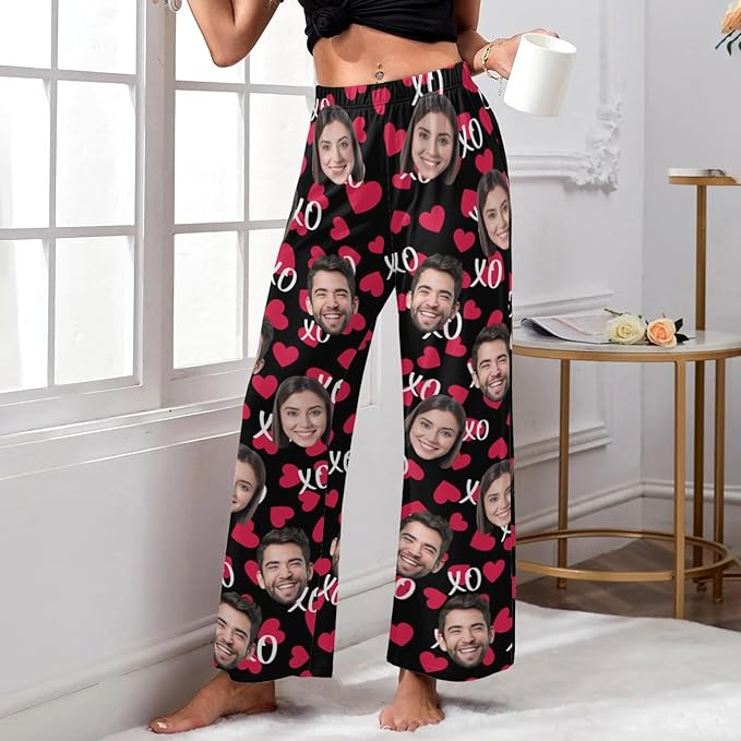 Custom Pajamas Pants with Photo for Men Women:Made in USA Personalized Pajama Trousers,Gifts for Wife Husband