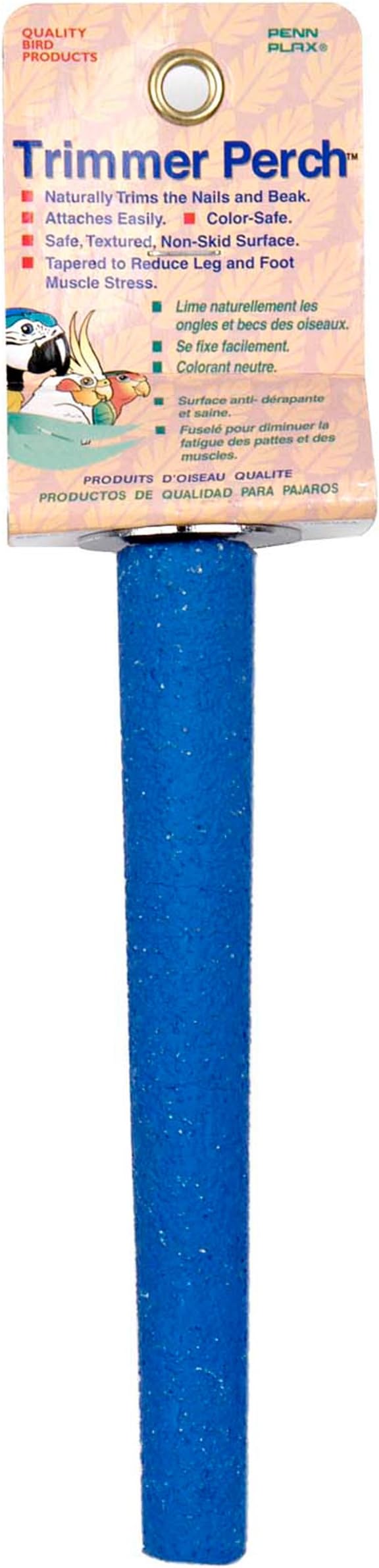 PENN-PLAX Bird-Life Cement Trimmer Bird Perch – Naturally Trims Nails & Beak – Great for Parakeets, Lovebirds, Parrotlets, Cockatiels, and Other Medium Birds – 7” Long