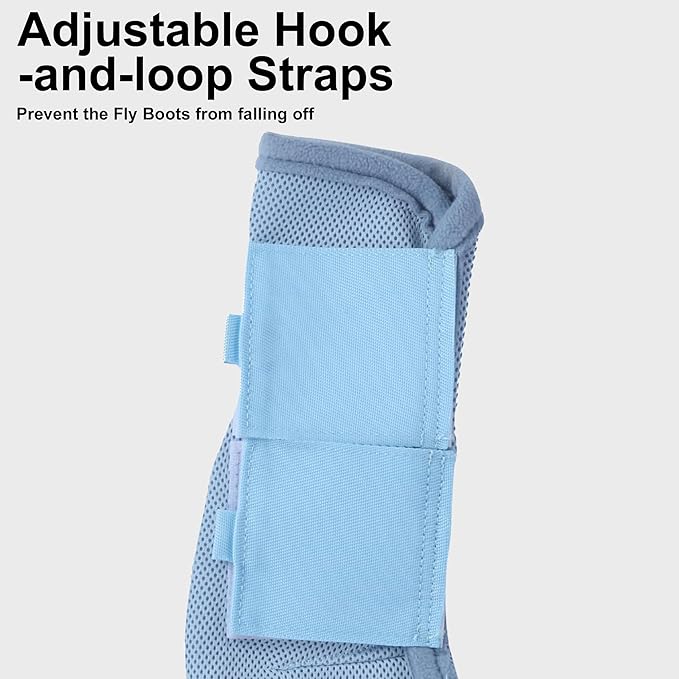 Adjustable Horse Fly Boots Set of 4, Equine Leg Protection Reduce Stomping, Breathable Mesh Fly Boots for Horses, Horse Leggings Leg Guards