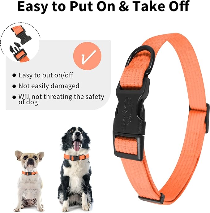 lynxking Dog Collar Soft Padded Breathable Cotton Solid Color Strong Adjustable Pet Collar for Little Puppy