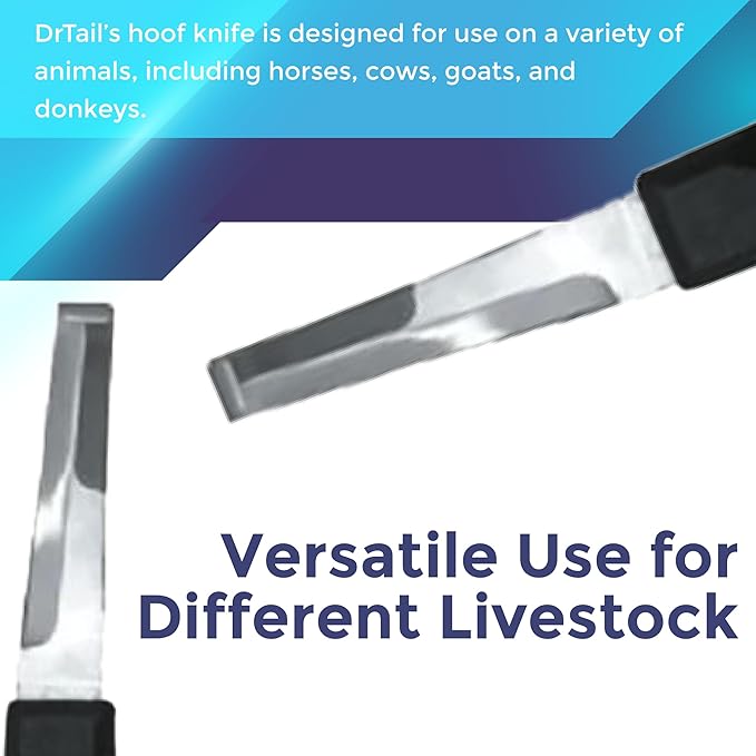 Regular Hoof Knife for Horses – Farrier Tool with Plastic Grip – Hoof Trimming Knife for Equine Care & Veterinary Use (Semi-Wide Blade)
