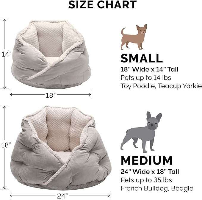 Furhaven 24" Round Pet Bed for Indoor Cats & Medium/Small Dogs, 100% Washable, For Pets Up to 35 lbs - Minky Plush & Velvet Hug Bed - Silver Gray, 24-inch