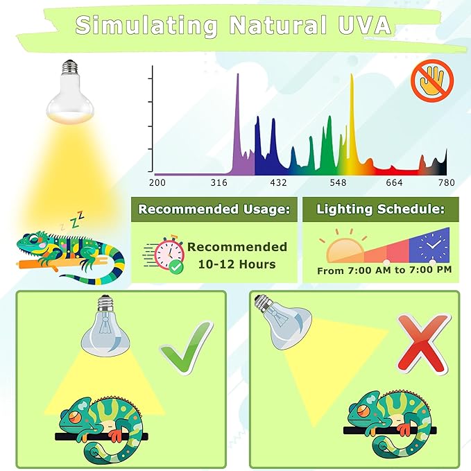 UVA Reptile Heat Lamp Bulb 60W - Basking Light for Bearded Dragons, Lizards, Tortoises, Chicks & Amphibians, Simulated Sunlight for Terrariums, Supports Bone Health & Metabolism | 2 Pack
