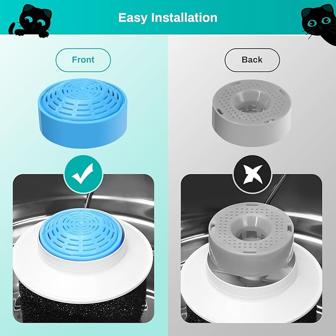 4-Pack Cat Water Fountain Replacement Filter for 2.0L/67oz Automatic Dog Water Dispenser, Activated Carbon Pet Fountain Filter for Stainless Steel 2.0L Automatic Circulating Pet Bowl
