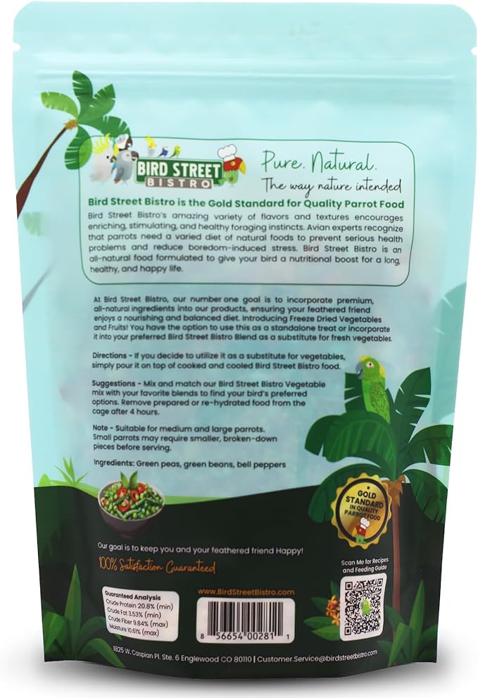 Bird Street Bistro Parrot Food - Parakeet & Cockatiel Food - Cooks in 3-15 min with Natural & Organic Grains, Legumes, Non-GMO Fruits, Vegetables & Health Spices
