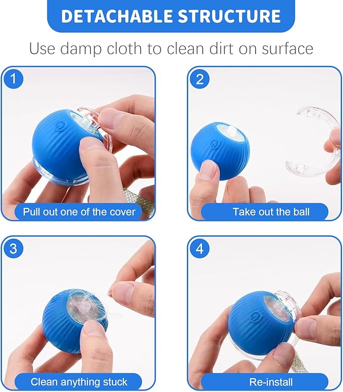 Interactive Cat Toys for Indoor Cats Smart Automatic Ball Rolling for Bored Kitten Pet Upgraded Speedy Moving Chase Dogs Toy Blue Dragonfly