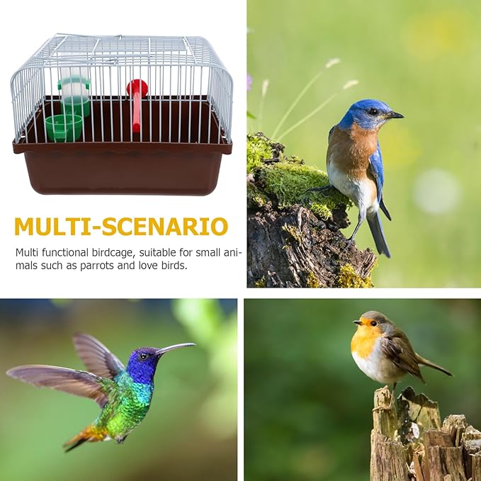 Kisangel Portable Bird Cage Food Box and Water Feeder Lightweight Travel Carrier for Birds Like Parrots and Lovebirds Convenient Pet Transport