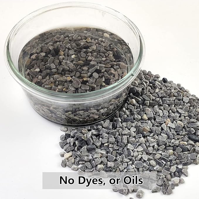 2LB Succulent and Cactus Gravel Pebbles, 1/5 Inch Natural Decorative Polished Stones, River Rocks for Plants, Vases, Aquariums, Terrarium and Outdoor Gardening,Grey