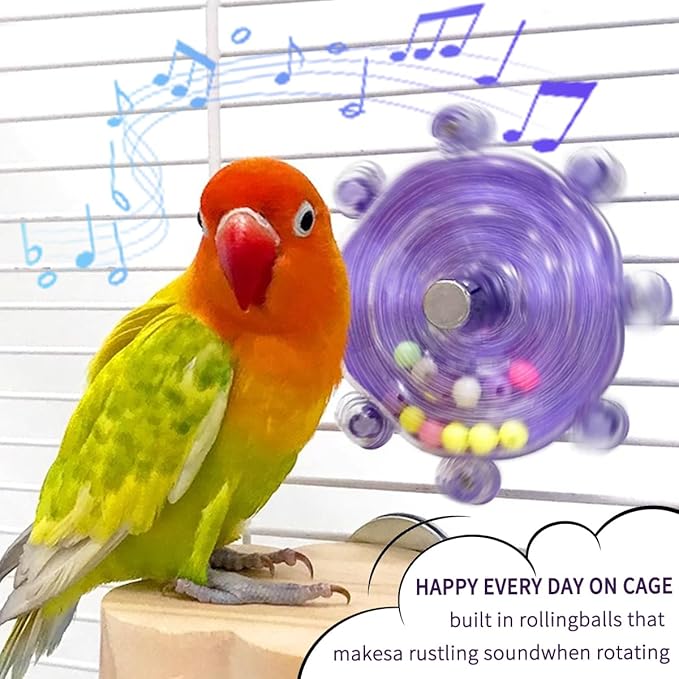 Parakeet Toys，Bird Toys for Conures, 360° Rotating Interactive Bird Cage Toys for Small Birds, Bird Training Toys, Conure Toys，Educational Training Budgie Toys, Cockatiel Toys, Love Bird Toys(Pink)