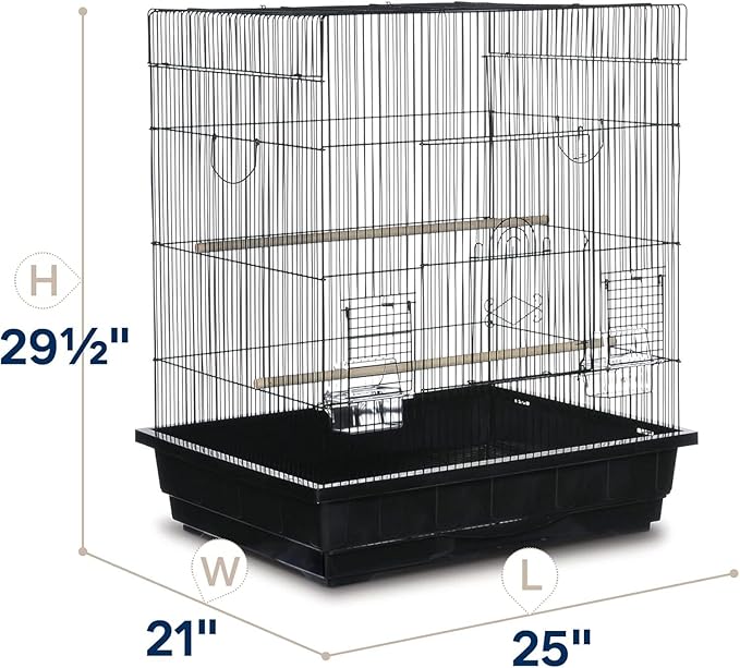Artisanal Attic Square Roof Bird Cage with Unique Square Roof Design, Durable Construction, Spacious Interior White