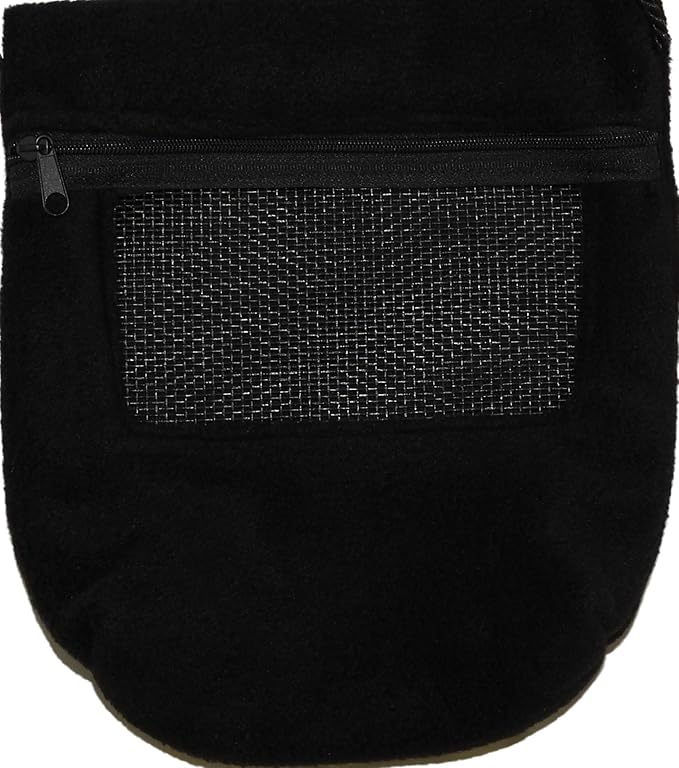 Bonding Carrier Pouch - Premium Bonding Pouch for Sugar Gliders and Other Small Pets - Durable Cozy Fleece Material, Mesh Screen, Silk Rope, and Zipper, Pet Sleeping Bag, Black