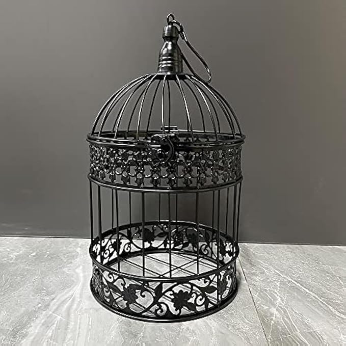 Iron Bird Cage for Wedding Decor and Flower Cage Decor Perfect Props for Hanging Flower Frames Indoor and Outdoor Decoration at Wedding Parties (Black)