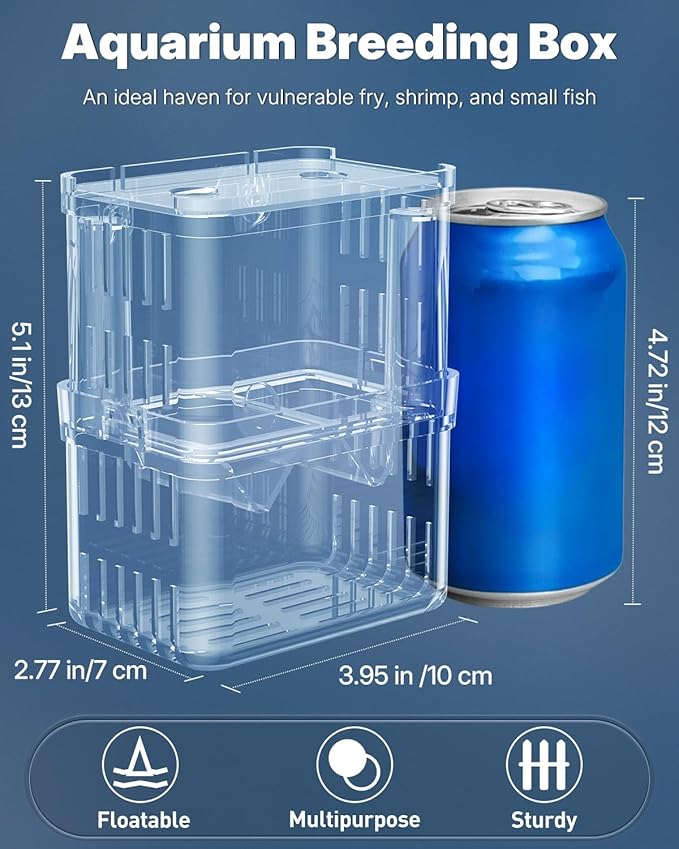 Pawfly Aquarium Breeding Box - Transparent Plastic Breeder Box for Fish Tank, Fry Hatchery Incubator for Baby Fish, Shrimp, Betta, Clownfish, Guppy, Large