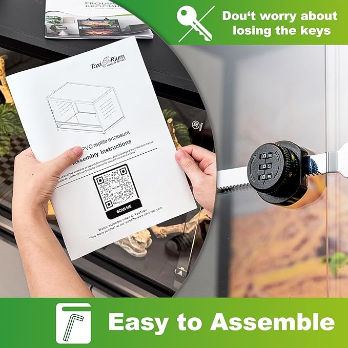 Reptile Tank 4-Pack Connectable Kit, 48"x24"x46" and 48"x24"x24" PVC Enclosures, Extra Large & Tall Stackable Terrariums for Bearded Dragon & Ball Python with Front Glass Doors & Locks