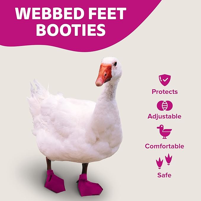 Duck Shoes for Injured Feet – Protective Neoprene Footwear for Ducks, Protective Shoes for Birds with Injured feet, Bumblefoot Relief - Large, 4.5” Max. Inside Width - Pink