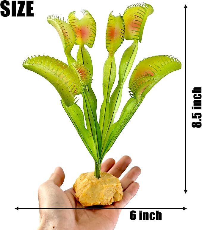 Woyrise Reptile Plants Succulent, Artificial Desert Plant for Terrarium Decor, Bearded Dragon Tank Accessories fit Gecko Lizard Chameleon Ball Python Snake - Venus Flytrap Plant