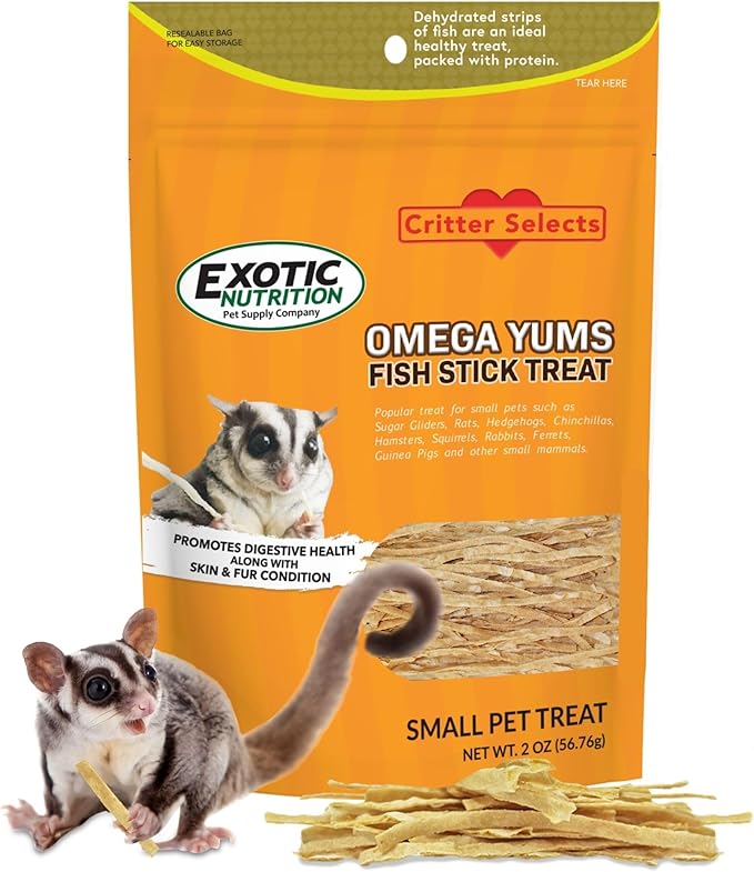 Omega YUMS Fish Stick Treat for Sugar Gliders | All Natural & Made with Real Fish 2 oz