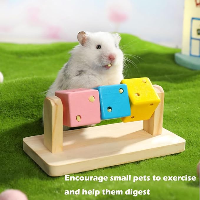 KABASI Wooden Hamster Enrichment Toys, Hamster Chew Toy Wood Platform Grinding Teeth Toys Exercise Intelligence Training Colorful Wooden Block for Syrian & Dwarf Hamsters, Gerbils, Rats, Chinchillas