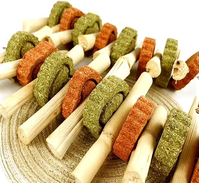Rabbit Chew Toys,Natural Chew Treats Sticks and Balls for Bunny Chinchilla Guinea Pig Hamster,Bunny Chew Toys for Teeth