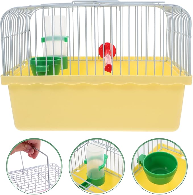 Besportble Portable Bird Cage for Travel with Food Box and Waterer Spacious Parakeet Carrier with Perch for Lovebirds and Small Birds Durable Yellow Design