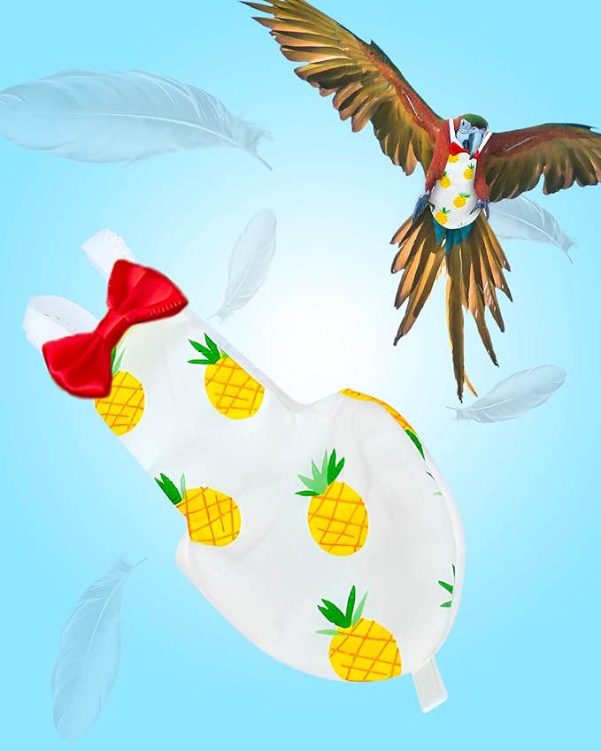 UKJENT Bird Diaper with 78 Inch Flying Leash - 2 Pack, Reusable Flight Suit with Waterproof Inner Layer, Washable Cute Urine Wet Suit for Cockatiel Monk Parakeet Sun Parakeet Lory(S)