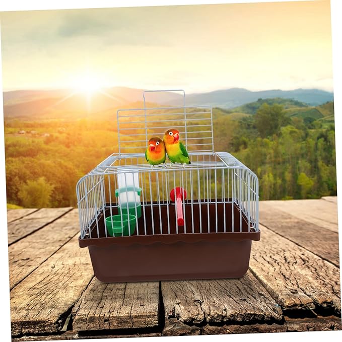 BESPORTBLE Portable Bird Cage for Lovebirds Spacious Travel Carrier with Perch Food Box Waterer Lightweight Convenient Cage for Parrots Small Pets for Outdoor Use