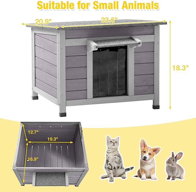 Aivituvin Heated Cat House Outdoor with Insulated Liner Weatherproof Feral Cat Shelter for Winter Outside Small Animal