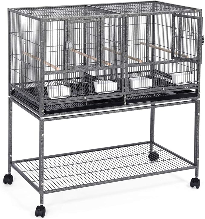 Topeakmart 5 Pack Divided Breeder Parakeet Canary Lovebird Finch Budgie Bird Cages W/Rolling Stand