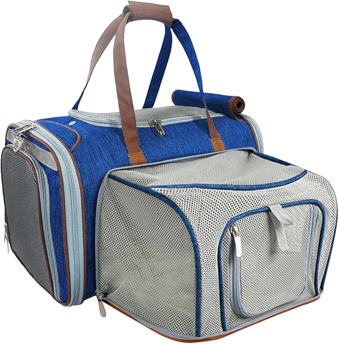 Mr. Peanut's Gold Series Big Apple XL Size Airline Compliant Expandable Pet Carrier V3.0 (Deja Blue)