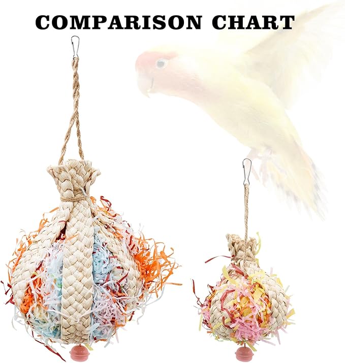 Oooct Colorful Bird Chewing Toy, Parrot Shredder & Beak Grinding Toy with Bells, Bird Cage Accessories for Cockatiels, Parakeet, Parrot, Budgies, Rat, Hamster, Chinchilla & African Grey