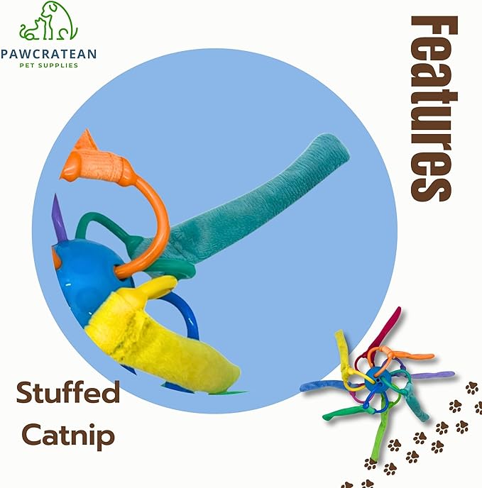 Catnip Sepak Takraw Toy with Crackle Paper Colorful Self-Entertainment Durable Chew Toy