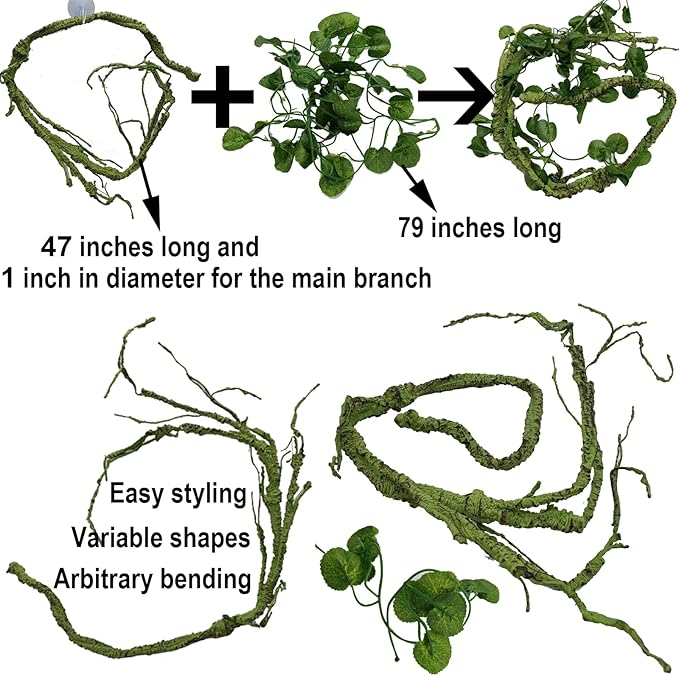 Reptile Plants for Bearded Dragon Tank Accessories, Terrarium Plant Artificial Decor for Snake Cage, Fake Plant for Leopard Gecko Habitat, Lizard Chameleon Ball Pythons (Group BN)