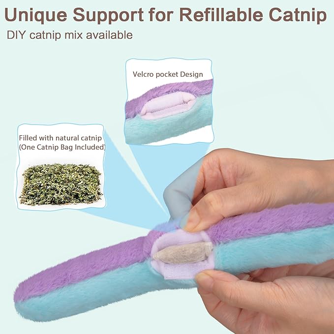 Retro Shaw Cat Toys Kicker Pillows 3Pcs, Crinkle Refillable Catnip Toys for Indoor Cats Kitten, Christmas Interactive Cat Nip Chew Kitty Kick Sticks 10.1 Inches