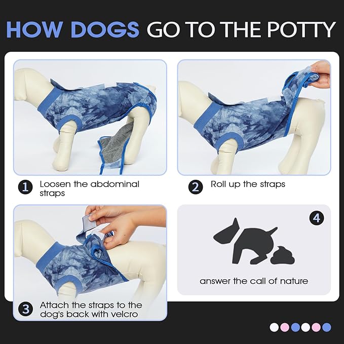 FUAMEY Recovery Suit for Dogs After Surgery,Soft Breathable Dog Bodysuit E-Collar & Cone Alternative Surgical Suit,Male Female Dog Neuter Spay Suits Anti Licking Wounds Onesie Blue Tie Dye XS