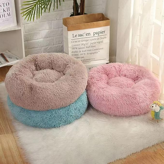 Nisrada Cat Beds for Indoor Cats,20 Inch Dog Bed for Small Melium Large Dogs, Washable-Round Pet Bed for Puppy and Kitten with Slip-Resistant Bottom