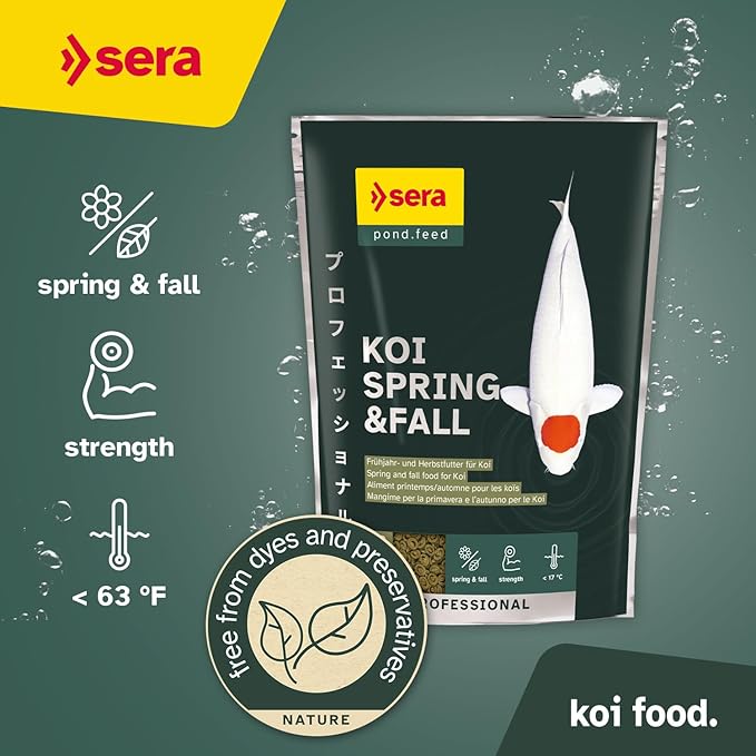 sera Koi Professional Spring & Fall Food 4.86 lb/2200 g | Floating Pellets for Immune Support & Condition | for Temperatures Below 63°F | Enriched with Vitamins & Omega Fatty Acids