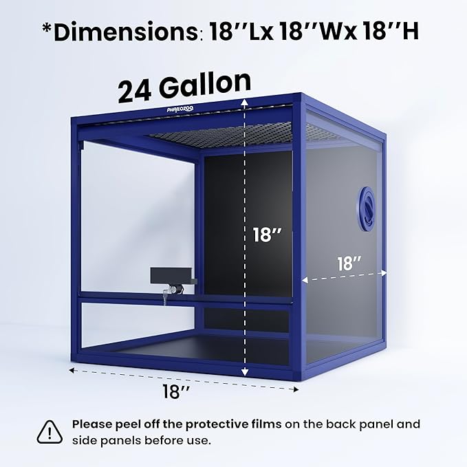MagicCube 18'' x 18'' x 18'' Reptile Terrarium with Lock, 24 Gallon Reptile Tank with Flip-Up Tempered Glass Door, Top Screen Ventilation for Leopard Gecko, Lizards