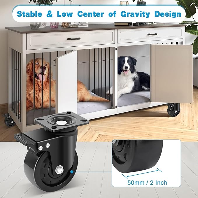 Nefish 5 Inch Heavy Duty Casters Set of 4, Industrial Grade Casters 9900 lbs, Low Gravity Plate Swivel Caster with Brake, Durable & Corrosion-Resistant Nylon Wheels for Industrial, Equipment, Machine
