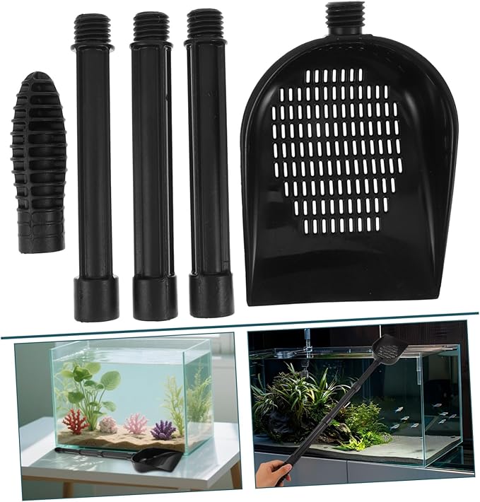 Aquarium Sand Shovel with Detachable Long Handle for Fish Tank Cleaning Nondamaging Gravel Scoop for All Aquarium Safe Scrubber Tool for Fish Tanks and Lizard Habitats