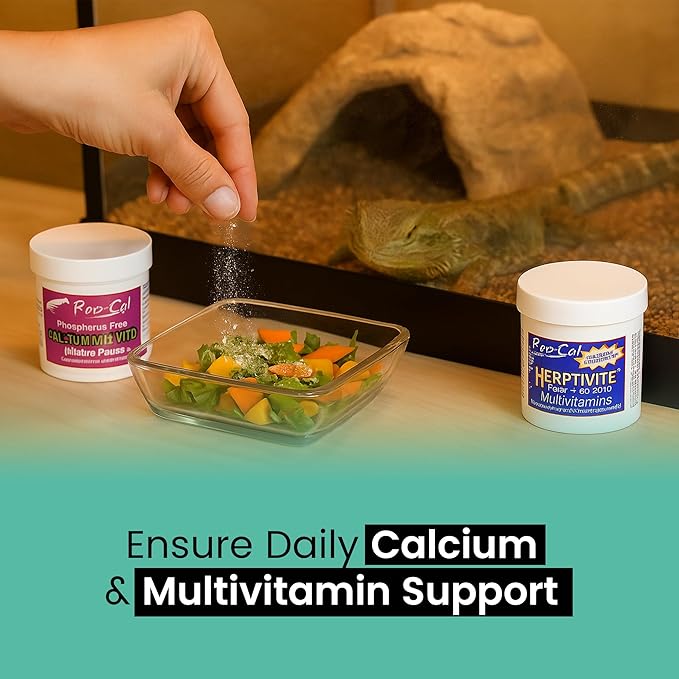 Reptile Calium with D3 3.3 oz. Herptivite multivitamin 3.3 oz. for Reptiles and Amphibians, Including Microfiber Cleaning Cloth (Herptivite multivitamin for Reptiles, Ultrafine Calium Powder with D3)
